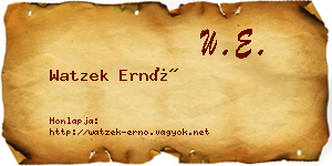 Watzek Ernő névjegykártya